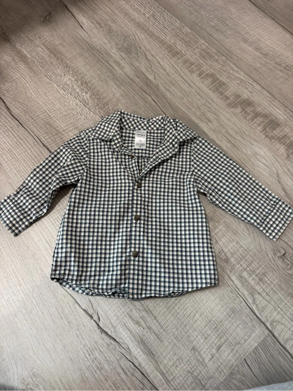 Carter's Navy and White Gingham Button-Down Shirt